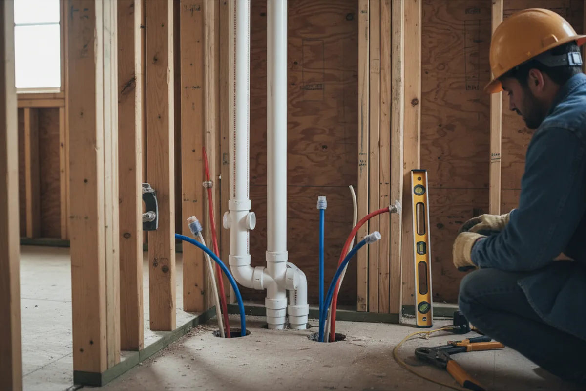 Drain and supply rough-in during Garbage Disposal Repair in Davis